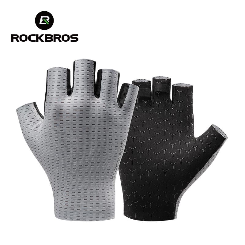 Велосипедные перчатки Rockbros с половиной пальца, перчатки для МТБ, велосипедные перчатки, противоскользящие, амортизирующие, дышащие перчатки, летние перчатки с короткими пальцами