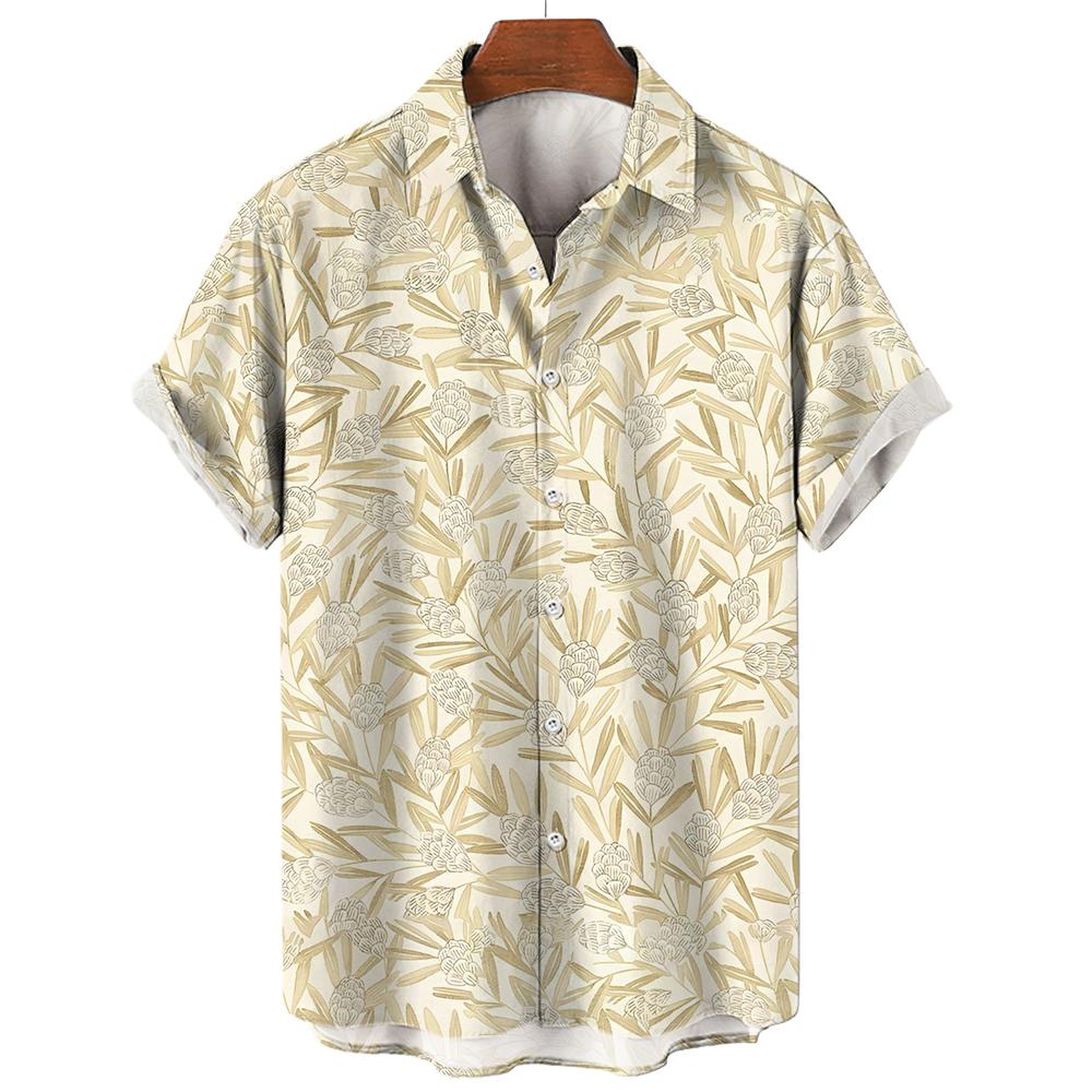 Мужские летние гавайские рубашки с цветочным принтом, с коротким рукавом, свободные, для отдыха на море, социальные, с лацканами, рубашка с 3D-принтом