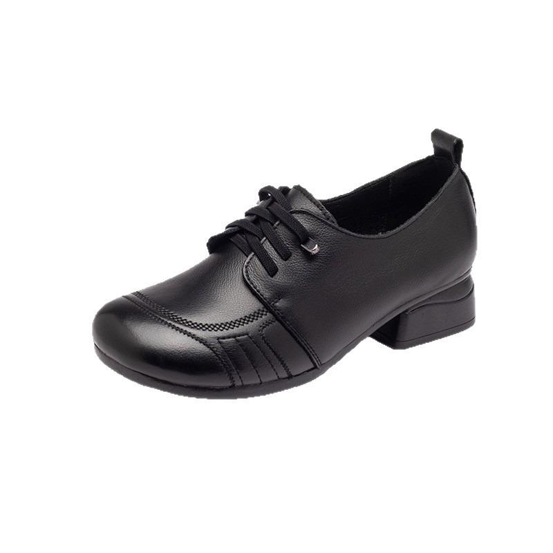 Туфли на говяжьей подошве, туфли матери, натуральная кожа, осенние новинки, удобная мягкая подошва для женщин среднего возраста, универсальные туфли на толстом каблуке