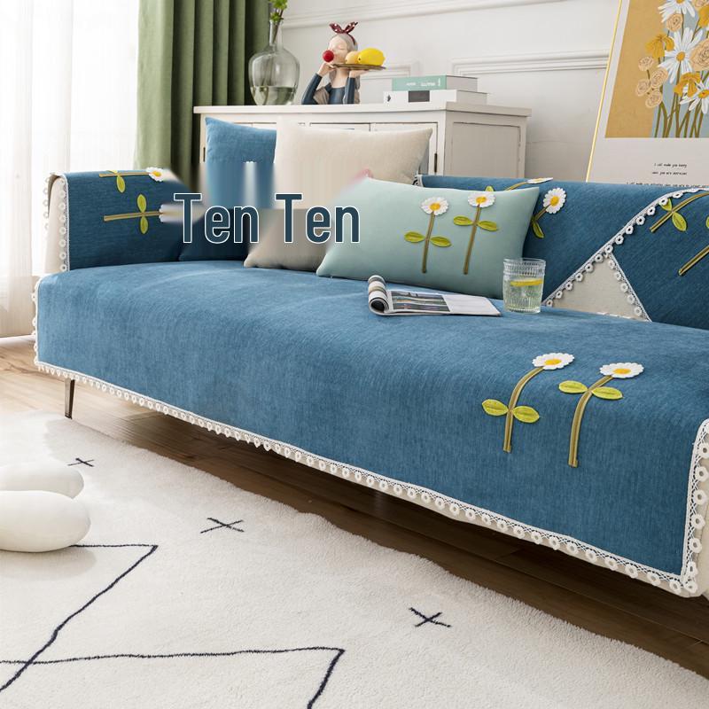 Four Seasons Universal Non-Slip Embroidered Flower Sofa Cushion