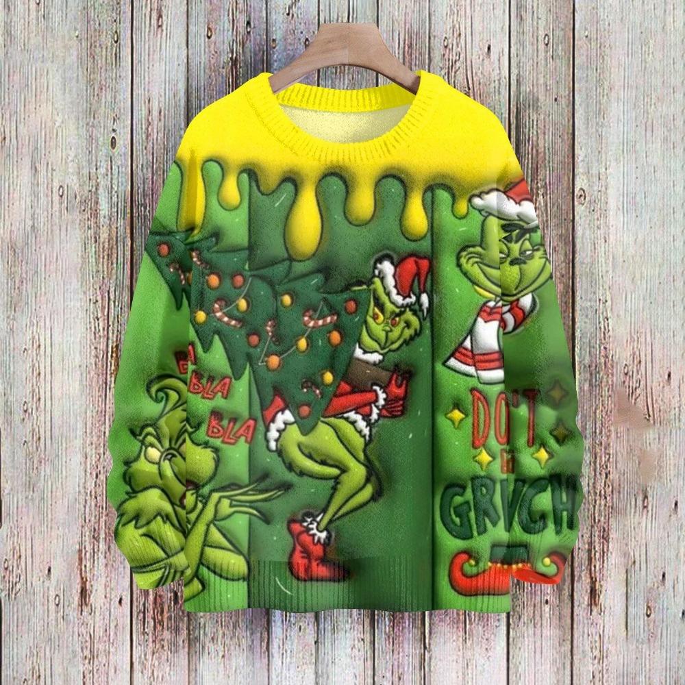Рождественская мода Мужская и женская футболка с принтом зеленого монстра, с круглым вырезом, пуловер, топ, повседневная уличная толстовка, детская футболка, топ, одежда