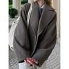 Women's Woolen Coat Thick Lapel Long Sleeve Jackets Oversize Casual Coats Elegant Lady Office Outerwear Autumn Winter