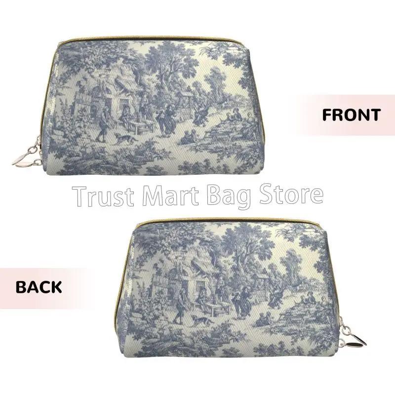 Французская Кантри Косметичка Ретро Ткань Toile De Jouy Кожаная Дорожная Косметичка-Органайзер Женская Большой Вместимости Водонепроницаемая Сумка для Туалетных Принадлежностей