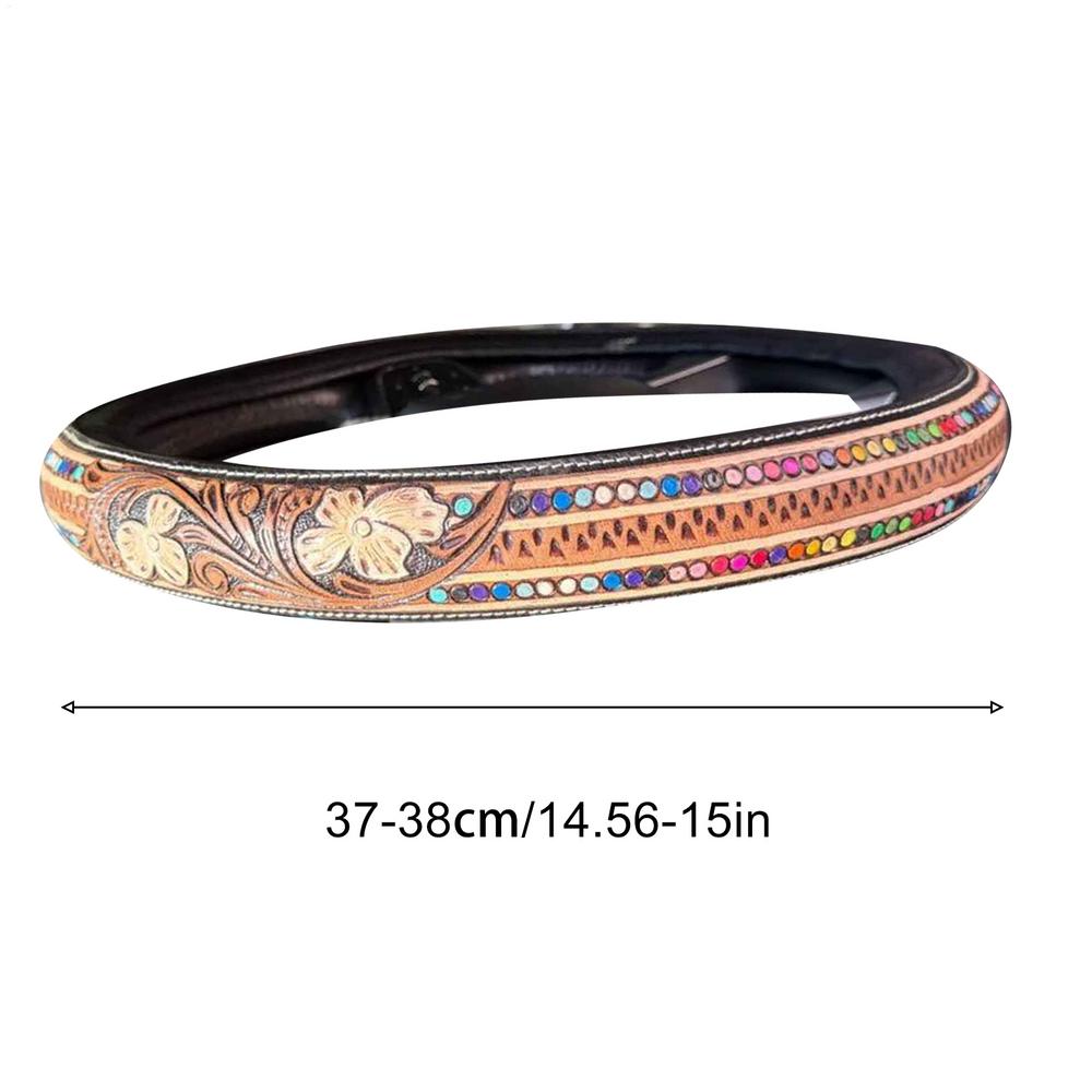 Чехол на руль Ковбойский декор Для интерьера грузовика Износостойкий Дышащий Чехол на руль Для автомобиля Грузовика Внедорожника Седана Минивэна