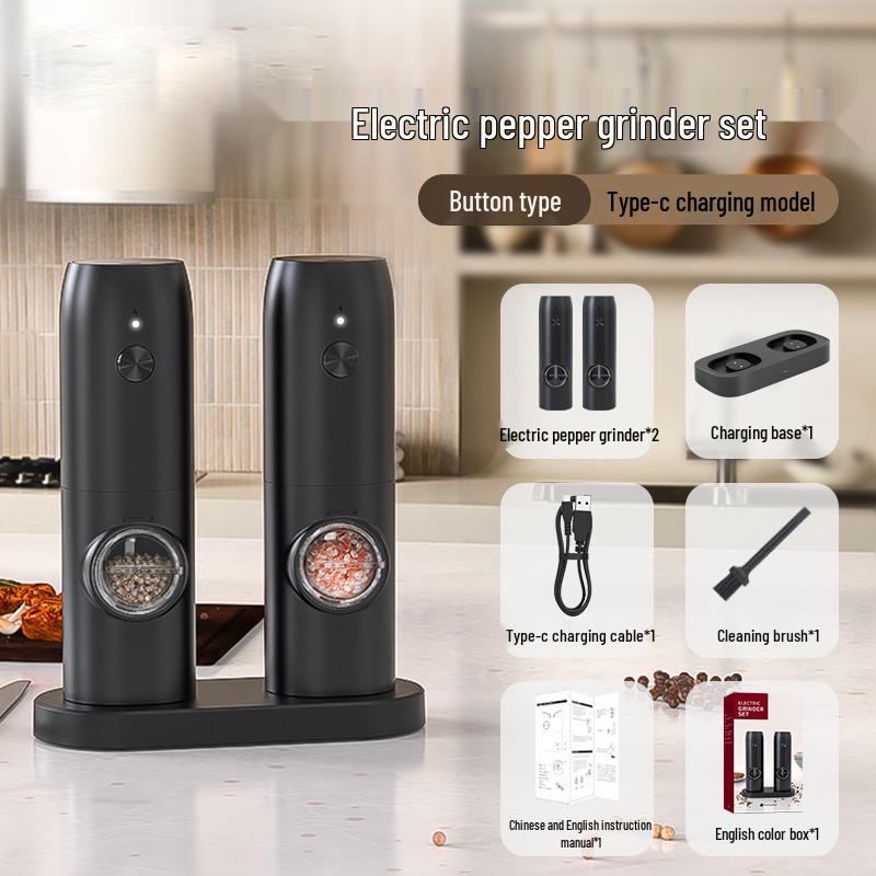 Gravity-Sensing Electric Pepper & Salt Grinder for Household Use