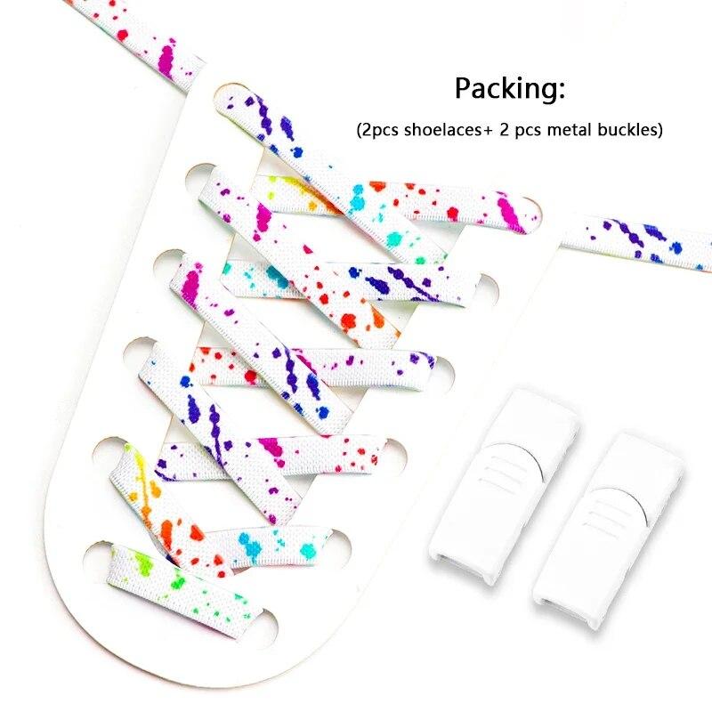 Кроссовки на плоской эластичной шнуровке, шнурки с магнитной пряжкой и застежкой без завязок, шнурки с принтом чернил для детей и взрослых, шнурки без завязок