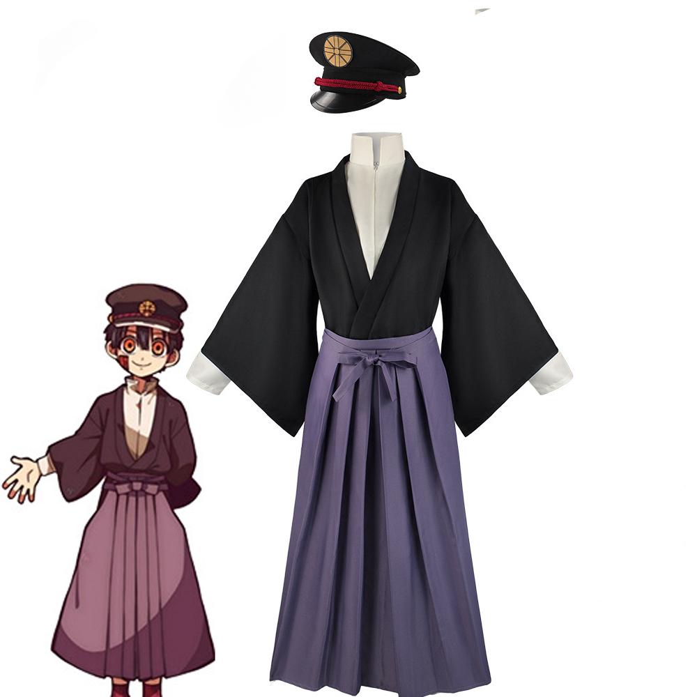 Аниме Jibaku Shounen Hanako Kun Yugi Amane Косплей Костюмы Toilet Bound Hanako Kun Плащ Черный Полный Комплект Униформа Шляпа