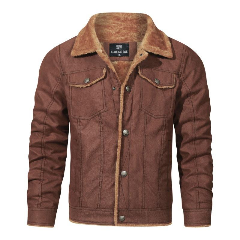 Новая куртка с лацканами, меховое одно трансграничное мужское зимнее флисовое пальто, мужская свободная мужская одежда