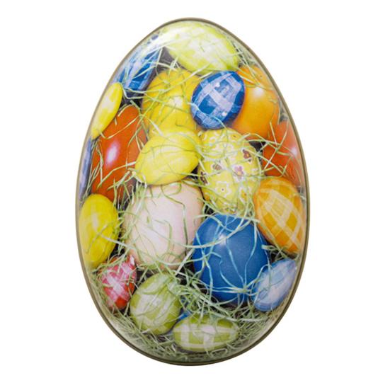 Happy Easter Treat Box Egg Shape Candy Box Funny Bunny Chicken Pattern Portable Iron Art Biscuit Cookie Box Kids Gift Box Easter Party Favors