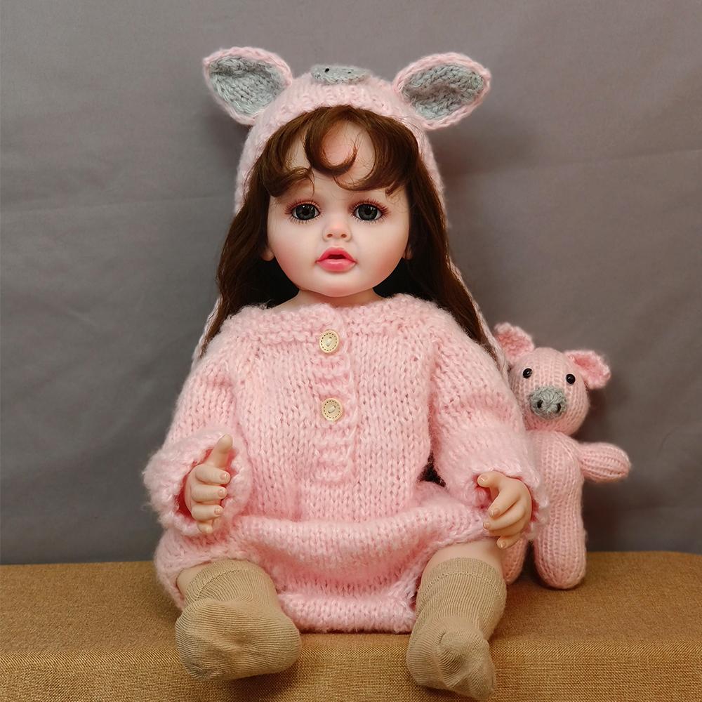 55 см кукла реборн, реалистичная кукла реборн, мягкая, полностью силиконовая, детская с пропущенными волосами для девочек, подарок на день рождения для малышей