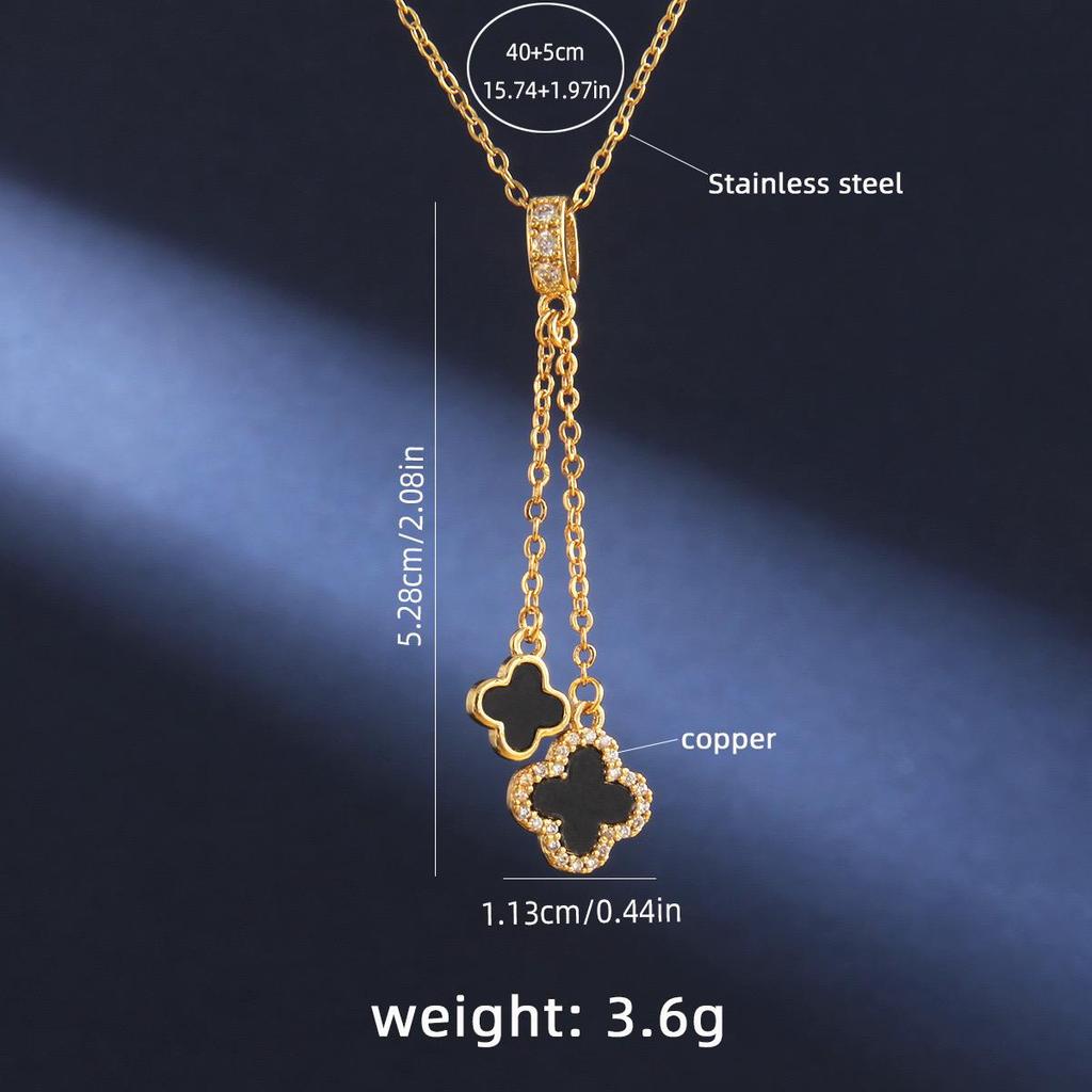 Новое двухстороннее ожерелье с четырьмя листьями травы, женские украшения из титановой стали