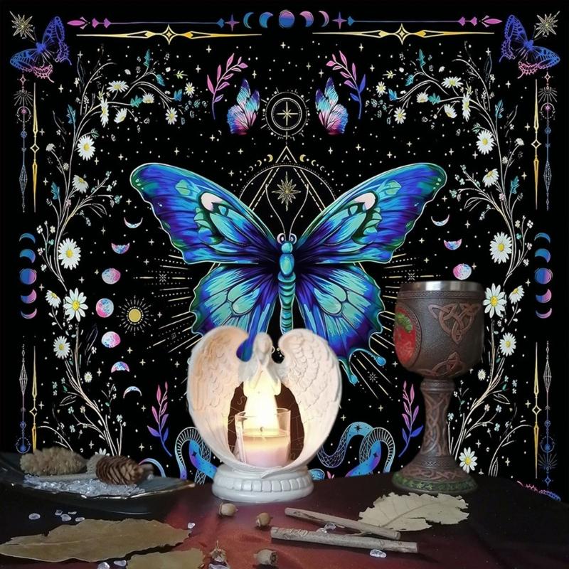 Divinations Tablecloth Butterfly Flower Astrologys Tarots Cards Tablecloth Altars Cloth Divinations Board Game Accessory