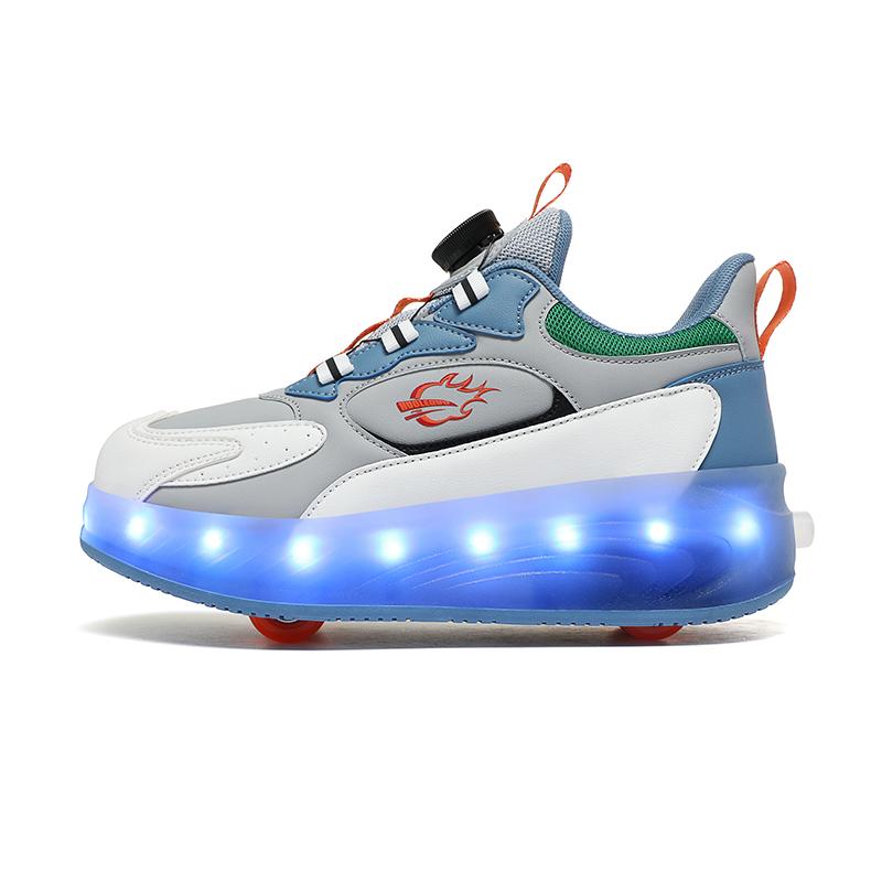 Детская спортивная обувь с подсветкой, перезаряжаемые двухрядные четырехколесные коньки, походная обувь, спортивная обувь для досок