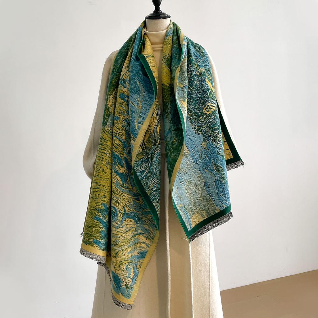 Ladies Latest Style Winter Two-Sided Jacquard Imitation Cashmere Scarves Top Quality Thick Wrap Shawl Womens Faux Cashmere Scarf