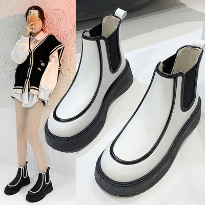 2024 Осень Зима Новые Платформа Толстая подошва Челси Короткие Ботинки Дымчатые Ботинки Мотоциклетные Ботинки Толстые Каблуки Женские