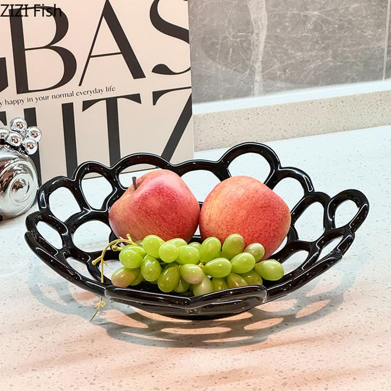 Керамическая фруктовая тарелка с выемкой в скандинавском стиле, креативная фруктовая тарелка, украшение стола, домашняя кухня, корзина для фруктов и овощей
