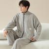 Autumn and Winter Coral Velvet Lovers Pajamas Zipper Cardigan Men's and Women's Thick Velvet Warm Home Suit Can Be Worn Outside