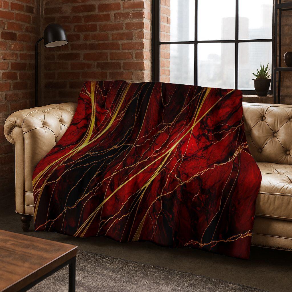 Dream Colorful Stone Texture Marble Black Green Gold Flannel Blanket,Cozy Soft Throw Blanket for Home Bedroom Bed Sofa Gift