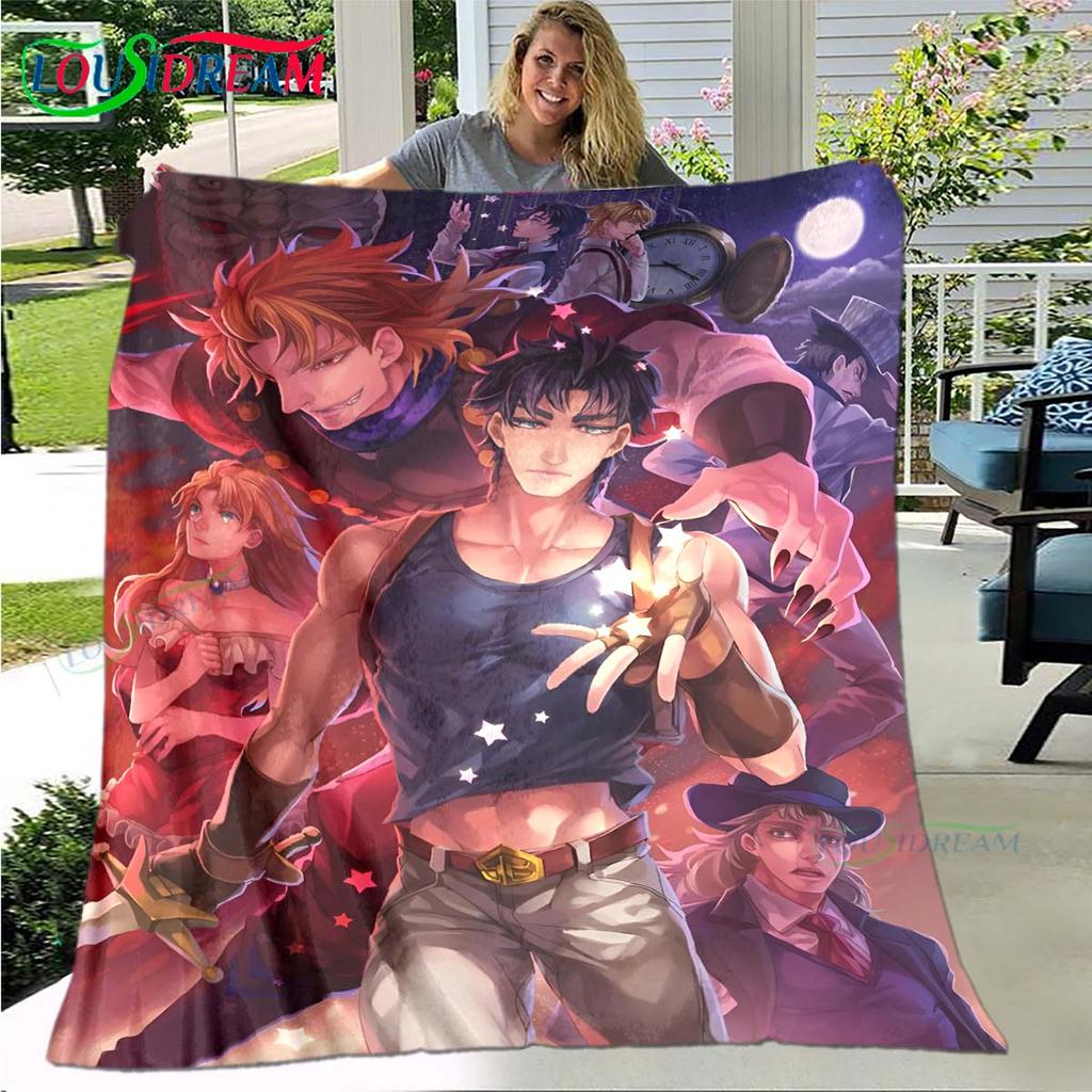 Мультяшный плед J-JoJo's Bizarre Adventure, Фланелевый плед для кровати, дивана, пикника, офиса, похода, отдыха, для сна, подарок на день рождения