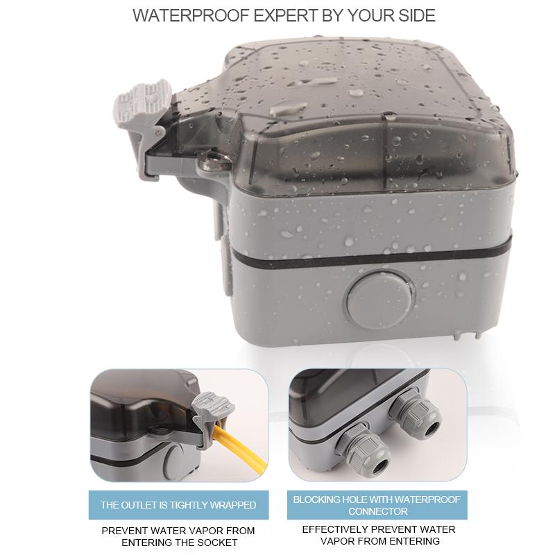 IP66 стандарт Великобритании водонепроницаемый и пыленепроницаемый наружный настенный белый двойной выключатель розетка с подсветкой 13A для дома и сада 250V