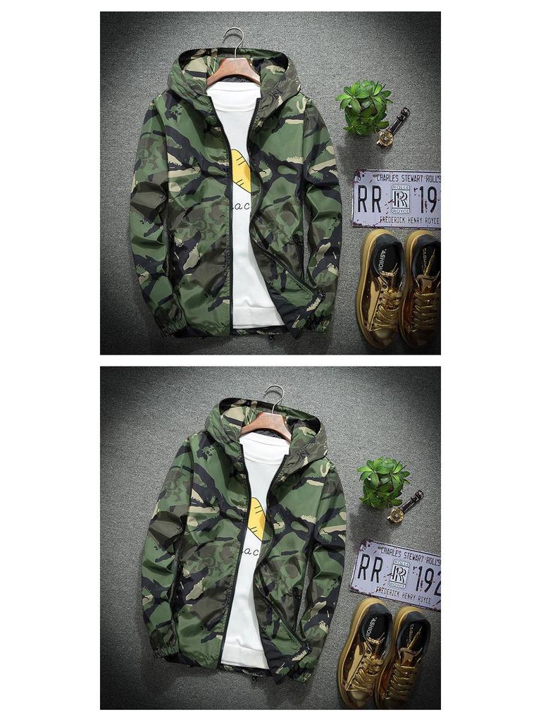 Мужская камуфляжная куртка с капюшоном - большой размер, весна/осень, модная спортивная форма для студентов