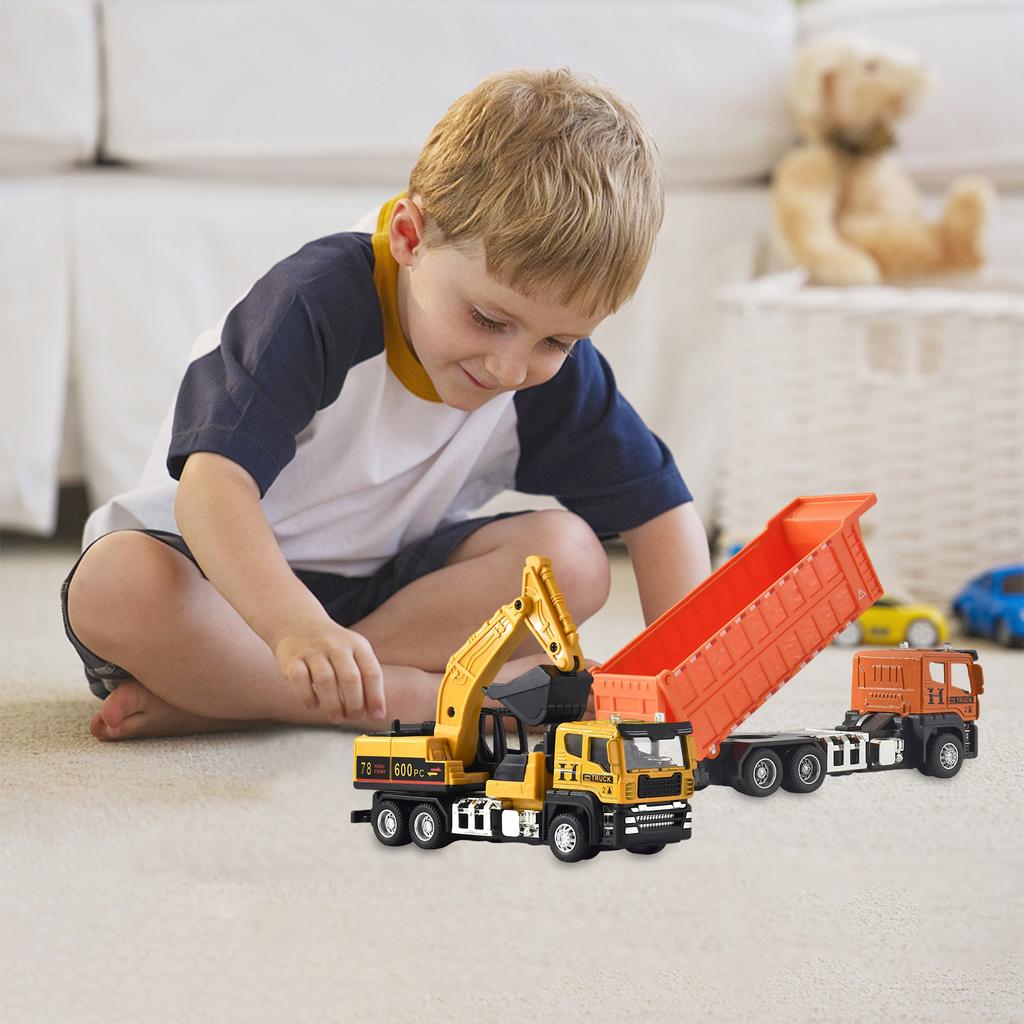 Simulation Alloy Excavator Children's Excavator Engineering Vehicle Toy Boy Baby Bulldozer Toy Car