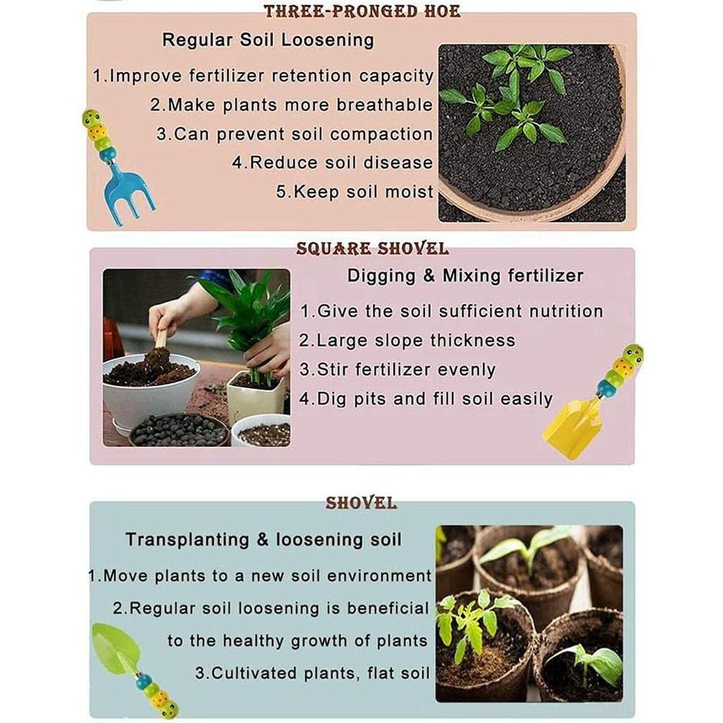 Детский набор садовых инструментов, пляжный инструмент для игры с песком, посадка рыхлой почвы, милая ручка, безопасный подарок на день рождения, унисекс, подходит для малышей, мальчиков и девочек