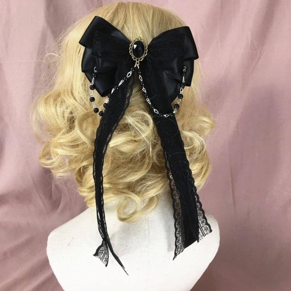 White Girls Hair Ornament Lace Bow Cosplay Headdress Cute Lolita Hair Clip Hair Accessories
