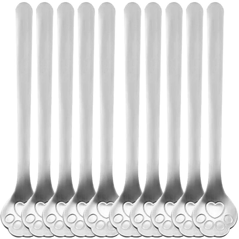 Милая ложка в виде кошачьей лапки из нержавеющей стали, кофейные ложки с кошачьей лапкой, ложки для мороженого, торта, десерта, чайные ложки, совок, посуда, кухонные аксессуары