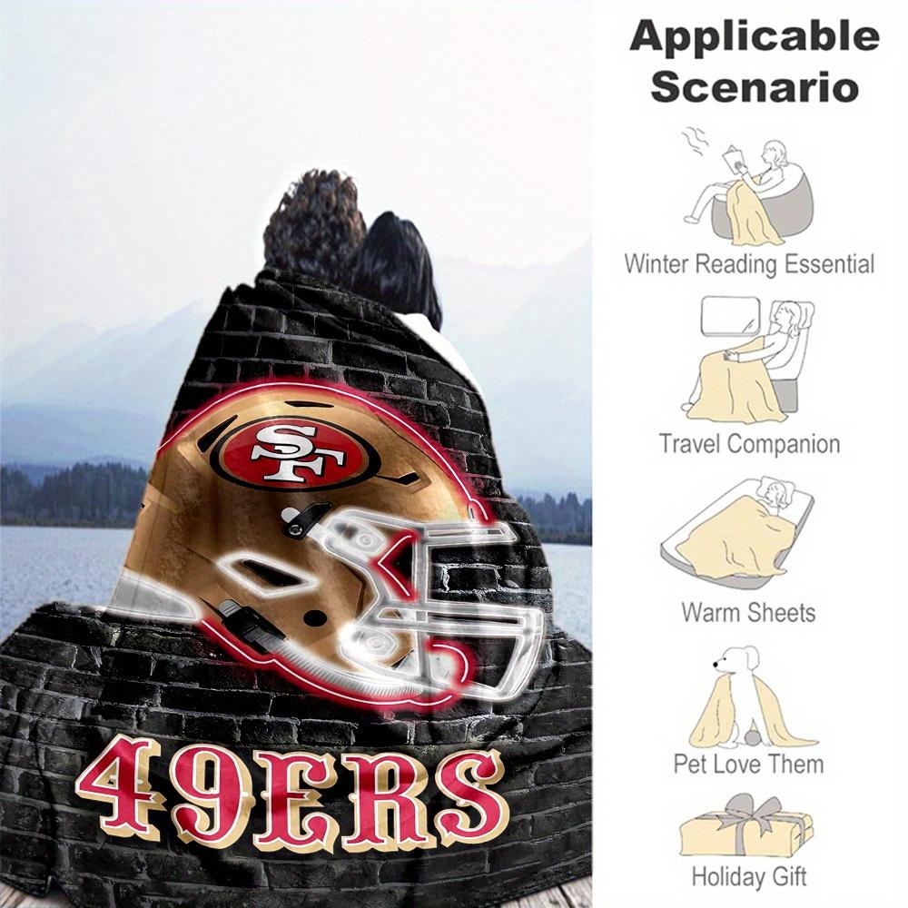 1pc San Francisco 49ers Helmet Theme Design Flannel Blanket - 3D Printed Soft Warm, All-Season Lightweight Throw for Camping Travel Bed-080709