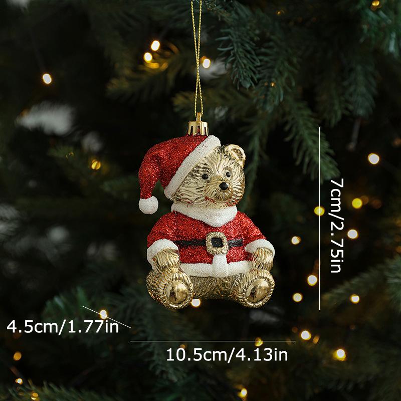 Рождество 2025 Блестящие Рождественские Елочные Украшения Мультяшный Кот Медведь Атмосферный Декор Имитация Колокольчика Домашние Вечериночные Украшения 4 Стиля