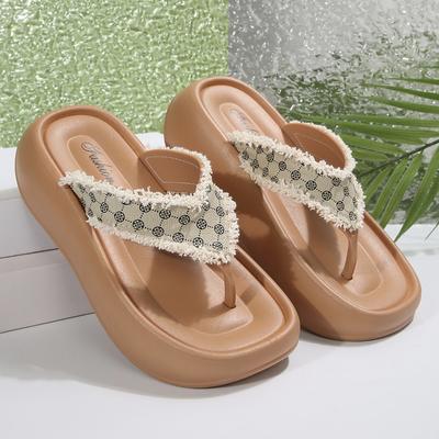 Крупные брендовые модные женские шлепанцы, летние пляжные тапочки на толстой подошве, повседневная одежда для отдыха на открытом воздухе, сандалии на танкетке