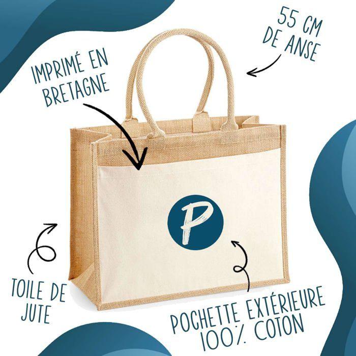 Cabas jute avec poche Propriété du Meilleur Frère Cadeau homme humour fête des pères retraite collègue travail grand sac courses