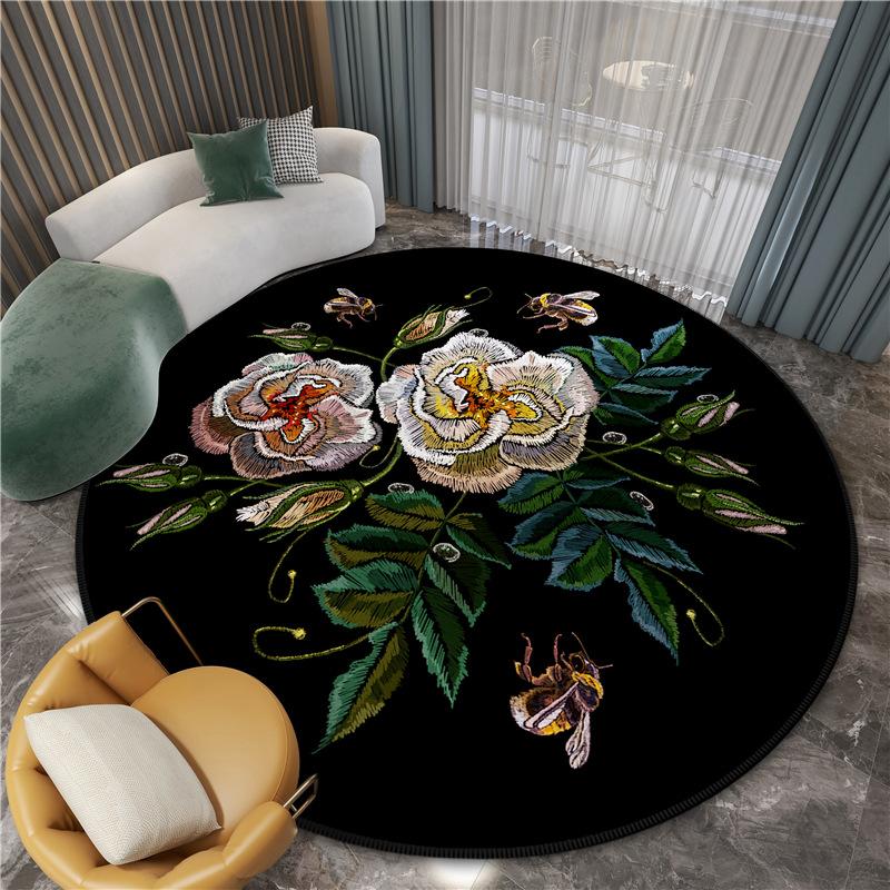 Европейские и американские ковры с животными и цветами, современные напольные коврики в этническом стиле, круглые коврики с тигром, круглые ковры для гостиной и спальни