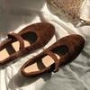 Sheepskin Version of the New Leather Shoes Matte Word with Red Mary Jane Shoes Women's Single Shoes Flat Super Soft Evening Shoes
