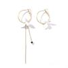 Petal Asymmetric Earrings Fashion Personalized Long Geometric Circle Tassel Eardrop Earrings