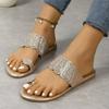 Fashion 2025 Summer Pinch Toe Women's Slippers Fashion Crystal Beach Slippers Women New Plus Size Best Seller Flat Slipperszapatos Mujer