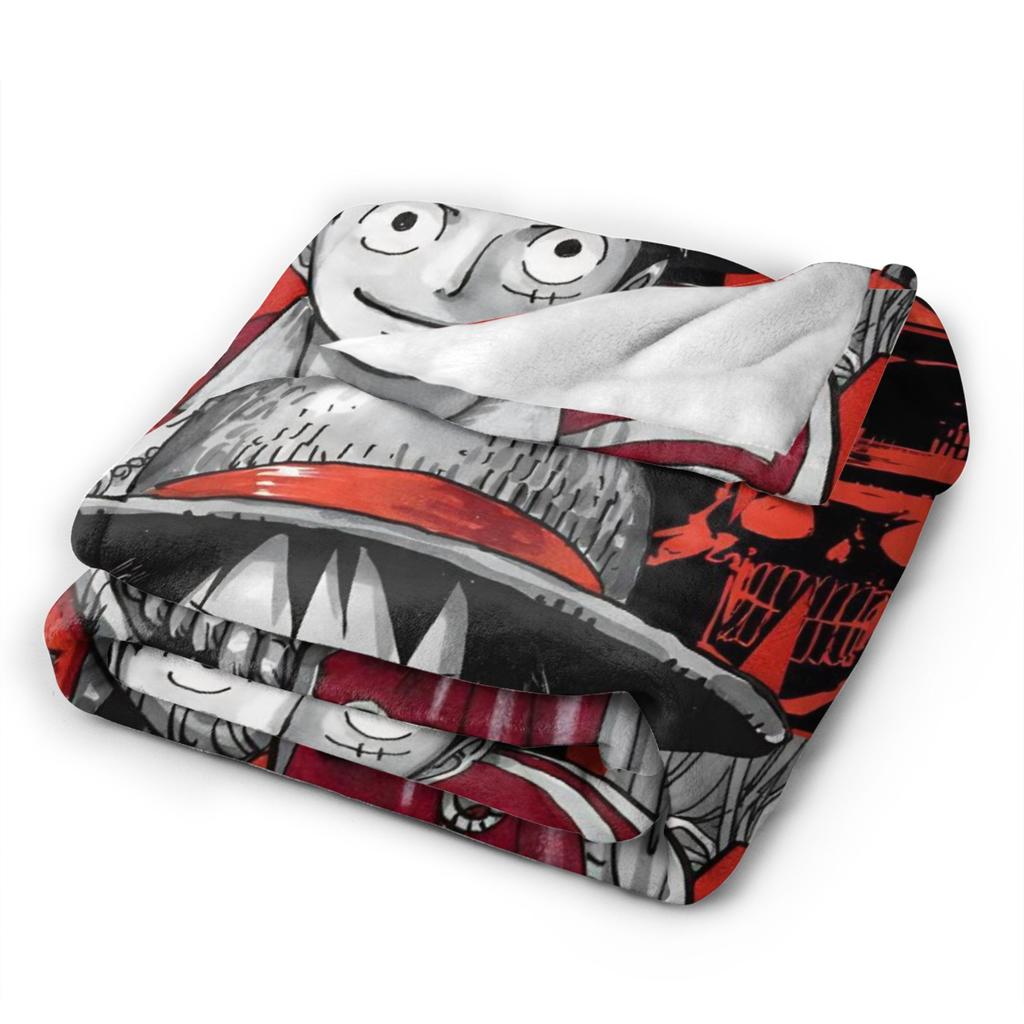 Luffy Anime Fleece Throw Blanket Luffy Zoro Sanji Blankets for Bed Car Super Soft Bedding Throws,
