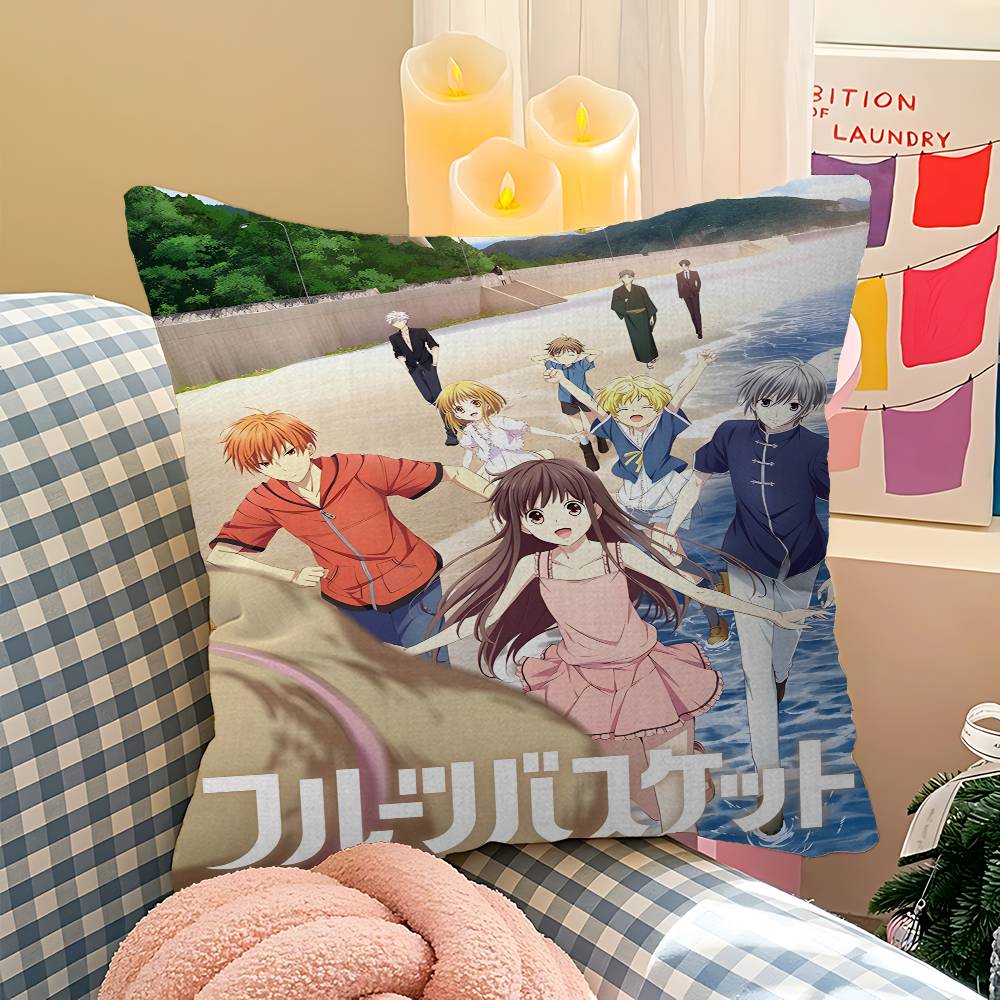 Anime Fruits Basket Vintage Pillow Case Cushion Cover Car Throw Pillow Case For Sofa Car Christmas Gift 40x40cm 45x45cm