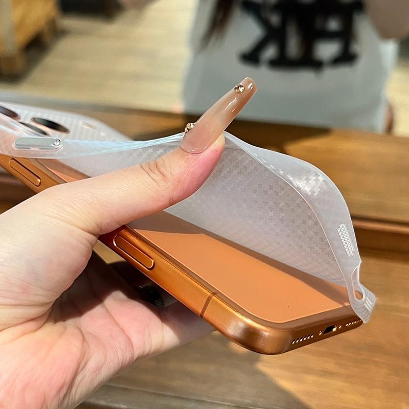 Чехол для телефона с текстурой углеродного волокна для iPhone Air 17 16 16E 15 14 Plus 13 12 Pro Max Тонкий Прозрачный Противоударный Мягкий Чехол