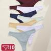 10PCS/Set Women Cotton Panties G-String Panties Sexy Underwear Female Lingerie Thong Briefs for Woman Solid Color Intimate Panty