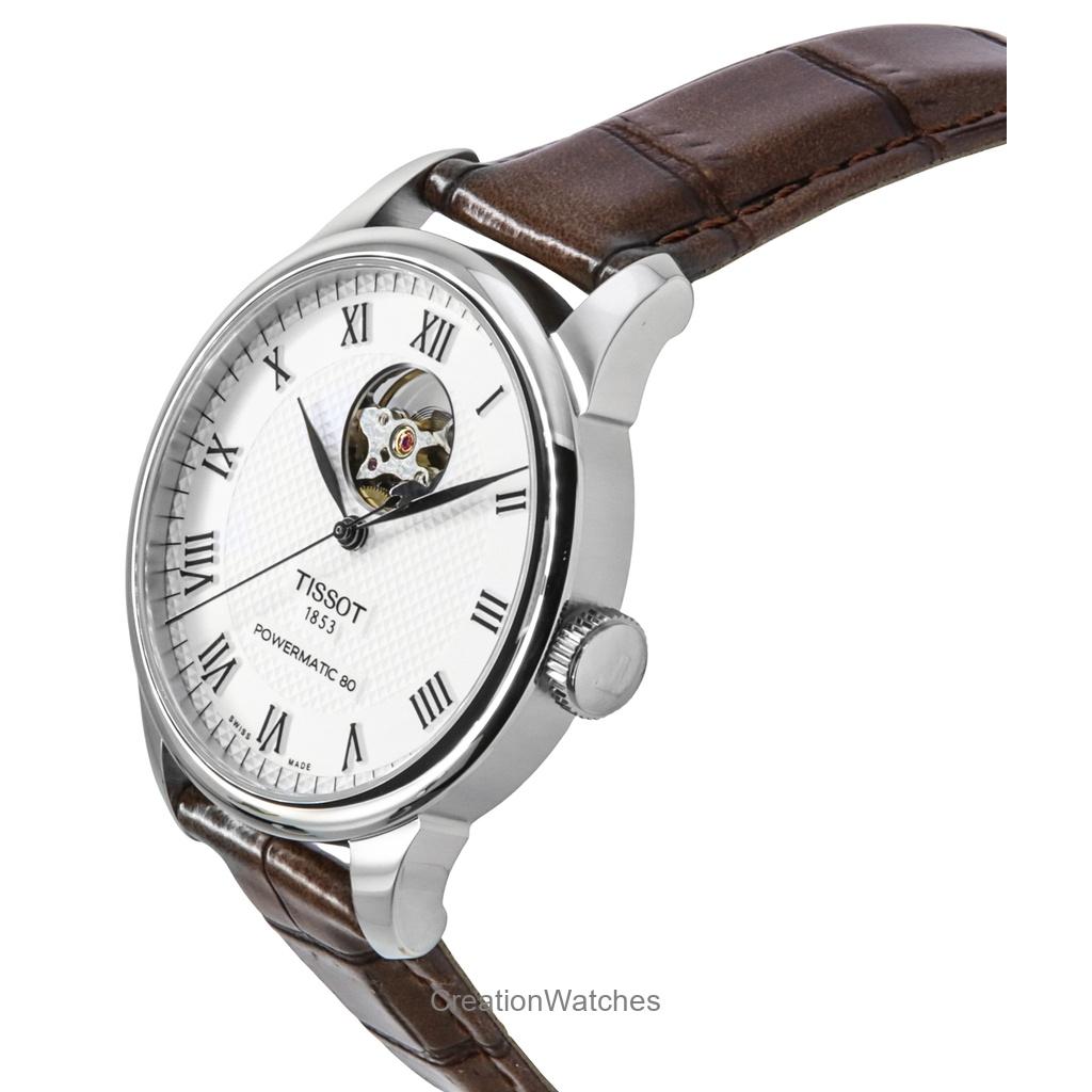 Tissot Le Locle Powermatic 80 кожаный ремешок Open Heart серебристый циферблат автоматические часы T006.407.16.033.01 мужские часы