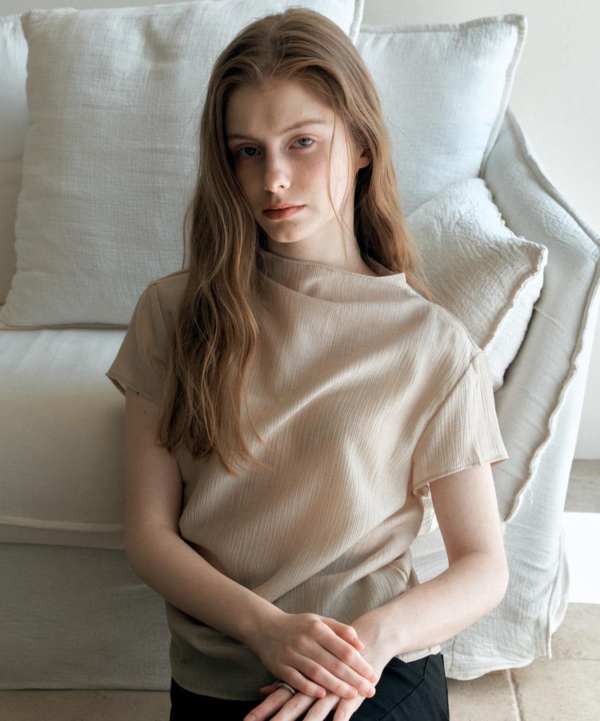 YUPPE Pleated Cap Shirt_Beige