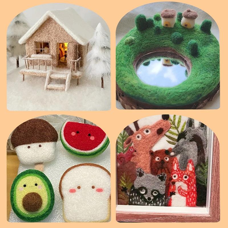 72 Colours Felt Wool Roving Needle Felting Starter Kit with Felting Needles Basic Tools and Accessories for DIY Festivals Crafts