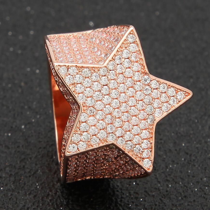 THE BLING KING Модные Звездные Кольца Золотой Серебряный Цвет Полностью Покрытые Кубическим Цирконием Хип-Хоп Кольцо Украшения Для Мужчин И Женщин Дропшиппинг