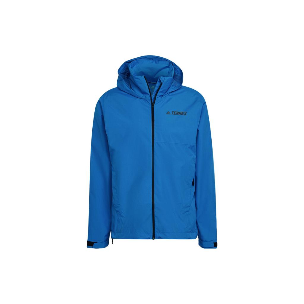 Adidas Solid Color Logo Print Hooded Jacket Men Jacket Blue HA2305