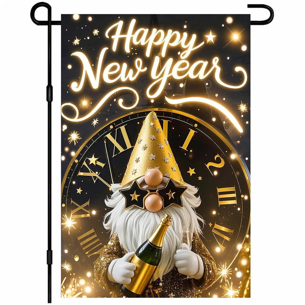 New Year's Decoration Of Garden Atmosphere With Garden Flags