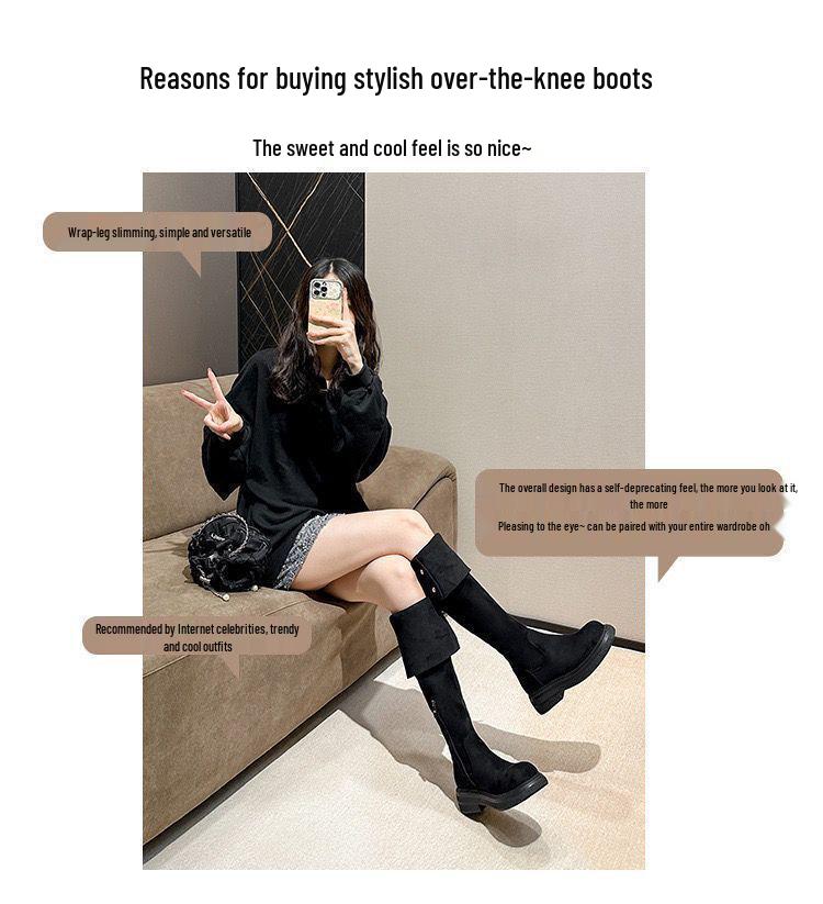 Женские ботфорты больших размеров для полных ног – Осенне-зимние сапоги-рыцари с высоким голенищем и толстой подошвой