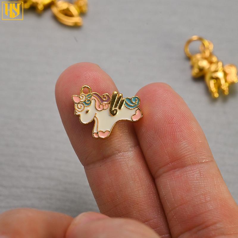 Позолоченный чистой медью кулон-шарм 'Единорог Года Лошади' для изготовления украшений своими руками