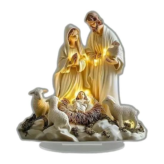 Рождественский вертеп Акриловая настольная табличка 2D Плоский настольный дисплей Украшение для христианского дома Декор полки